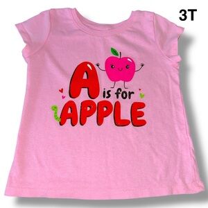 Pink "A is for Apple" Girls' Graphic Tee Size 3T